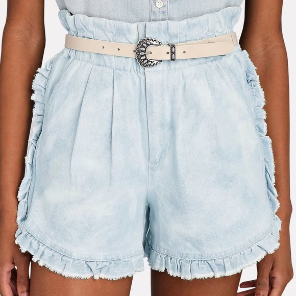 NWT Sea New York Daryl Bleached High Rise Ruffle Hem Denim Shorts Size 10 - Picture 1 of 5